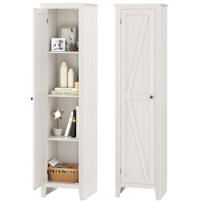 Hoge Opbergkast Vrijstaand Meubel Vloerstaande Opbergkast met vier Planken en één Deur Wit