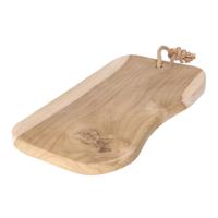 Serveerplank/snijplank rustiek - teak hout - 36 cm - tapas/hapjes dienblad