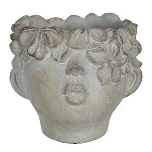 Clayre & Eef Bloempot 16x15x13 cm Grijs Steen Bloempot binnen