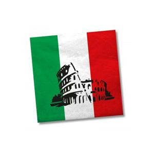 Servetten Italie - 100x st - 33 x 33 cm - landen vlag thema - Italiaanse feestservetten