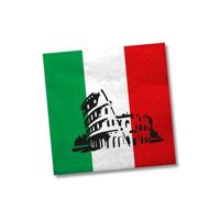 Servetten Italie - 100x st - 33 x 33 cm - landen vlag thema - Italiaanse feestservetten