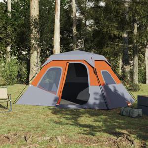 Tent 6-persoons 344x282x192 cm grijs en oranje