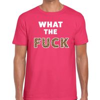 Roze What the Fuck tijger print fun t-shirt voor heren 2XL  -