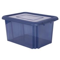 Kunststof opbergbox/opbergdoos donkerblauw transparant L58 x B44 x H31 cm stapelbaar   -