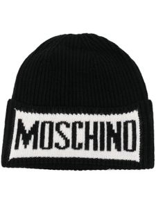 Moschino bonnet à logo en intarsia - Noir