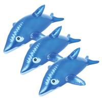 Opblaasbare dieren - 3x - dolfijn - blauw - pvc - 53 cm - decoratie