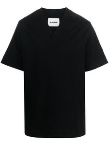 Jil Sander t-shirt en coton à col v - Noir