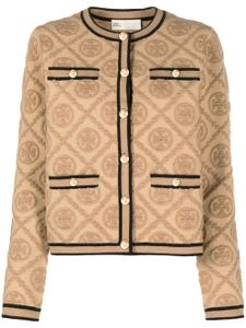 Tory Burch cardigan Kendra Double à motif T embossé - Marron