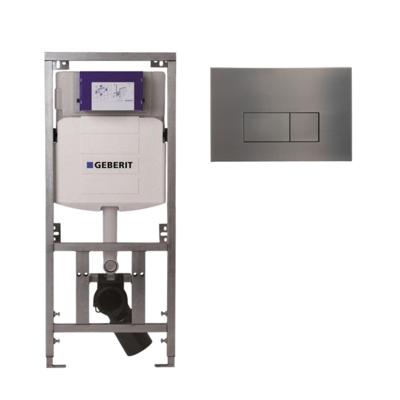 Geberit Inbouwreservoir - UP320 - QeramiQ metal bedieningsplaat - dualflush - rechthoekige knoppen - metaal gunmetal SW706199 0701131