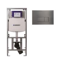 Geberit Inbouwreservoir - UP320 - QeramiQ metal bedieningsplaat - dualflush - rechthoekige knoppen - metaal gunmetal SW706199 0701131