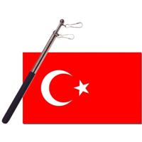 Landen vlag Turkije - 90 x 150 cm - met compacte draagbare telescoop vlaggenstok - supporters - thumbnail