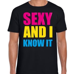 Sexy and i know it fun tekst t-shirt zwart heren