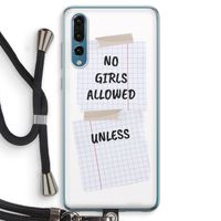 No Girls Allowed Unless: Huawei P20 Pro Transparant Hoesje met koord