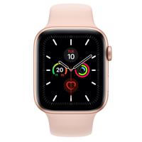 Refurbished Apple Watch Series 5 Aluminum 44mm Rosegoud met Pink Sportband Zichtbaar gebruikt - thumbnail