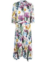 Stella McCartney robe ceinturée à fleurs - Blanc