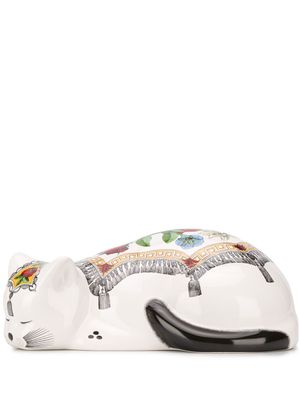 Fornasetti céramique à design de chat - Blanc