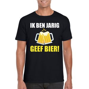 Ik ben jarig geef bier t-shirt zwart heren