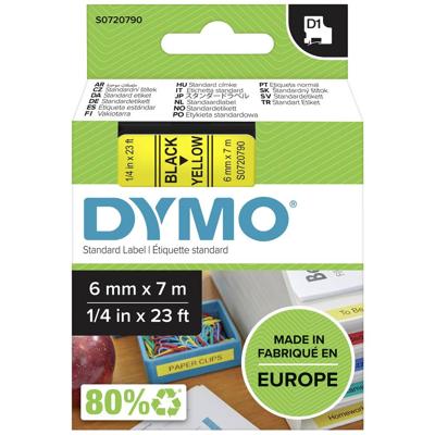 Labeltape DYMO D1 43618 Polyester Tapekleur: Geel Tekstkleur:Zwart 6 mm 7 m