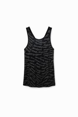 Sporttop met schouderbandjes en logo's - BLACK - S