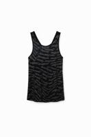 Sporttop met schouderbandjes en logo's - BLACK - S