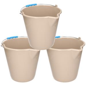 PlasticForte Emmer - 3x stuks - met schenktuit - 12L - mokka - schoonmaakemmer