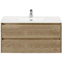 Dante Badmeubelset 100 cm - Natuur Eiken - Keramische Wastafel Wit Cover
