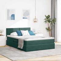 Bed met LED -striplichten Donkergroen 140 x 190 cm Fluweel