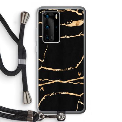 Gouden marmer: Huawei P40 Pro Transparant Hoesje met koord