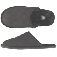 Heren instap slippers/pantoffels met nepbont antraciet maat 41-42 41/42  - - thumbnail