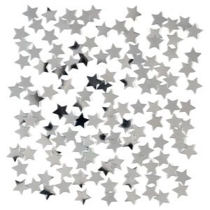 Decoratie zilveren sterretjes confetti zakje