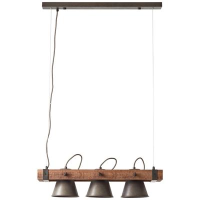 Brilliant Eetkamer hanglampPlow 3-lichts antiek zwart met hout - 82173/46