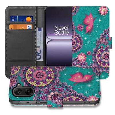 Cirkels en Vlinders Book Case Hoesje voor OnePlus Nord CE 5 met Pasjes