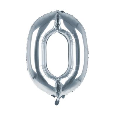 Cijfer Ballon '0' Zilver (100CM)