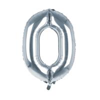Cijfer Ballon '0' Zilver (100CM)