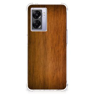 OPPO A77 5G | A57 5G Stevig Telefoonhoesje Donker Hout