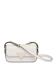 Prada sac porté épaule Emblème en cuir - Blanc