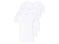 LIVERGY Herensinglets fijn rib, 3-pack (V-hals, L, Wit)
