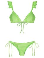 Brigitte bikini nervuré à volants - Vert