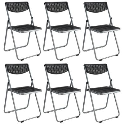 Klapstoel voor buiten/binnen - 6x - zwart - 48 x 82 cm - stevig kunststof - Bijzet stoelen - Vouwsto