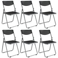 Klapstoel voor buiten/binnen - 6x - zwart - 48 x 82 cm - stevig kunststof - Bijzet stoelen - Vouwsto Klapstoel voor buiten/binnen - 6x - zwart - 48 x 82 cm - stevig kunststof - Bijzet stoelen - Vouwsto
