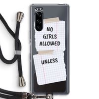 No Girls Allowed Unless: Sony Xperia 5 Transparant Hoesje met koord