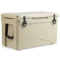 47 L Rotomoulded Koelbox Geïsoleerde Draagbare Koelbox Geïntegreerde Bekerhouders Liniaal Flesopener 5-7 Dagen Ijsvrij voor Kamperen Khaki