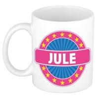 Jule voornaam koffiemok - beker - wit/roze - 300 ml - Cadeau - Dames - Collega - Moederdag