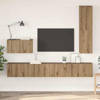 TV-kast set 4 pcs artisanaal eikenkleurig Medium Bewerkt hout