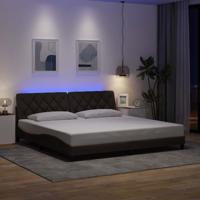 Bedframe met LED zonder matras 200x200 cm stof donkerbruin
