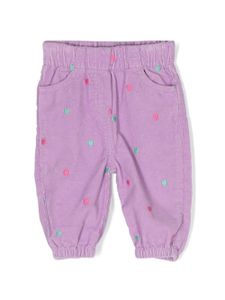 Stella McCartney Kids pantalon en velours côtelé à broderies - Violet