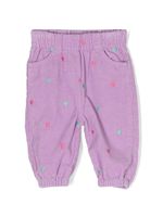 Stella McCartney Kids pantalon en velours côtelé à broderies - Violet - thumbnail