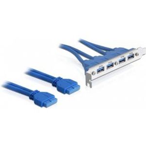 DeLOCK 82974 Slotbeugel 2x USB 3.0 19-pin - 4x USB 3.0-A