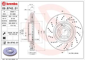 Remschijf BREMBO, Remschijftype: Geperforeerd / Geventileerd, u.a. für Mercedes-Benz