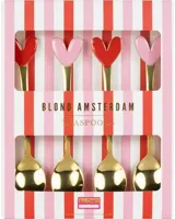 Blond Amsterdam theelepels metaal hart 4 stuks